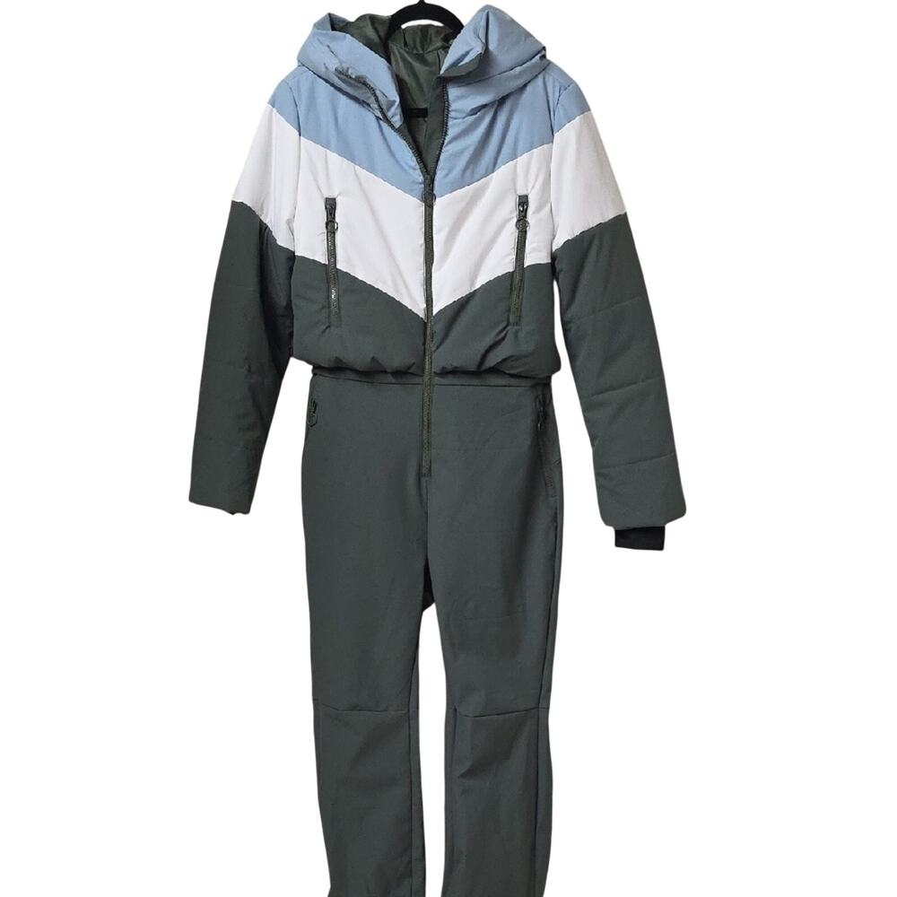 Fisoew One Piece Ski Snow Suit Army Green Womens Size Medium